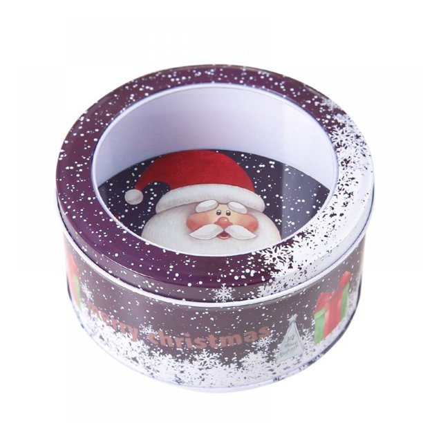 Metal Round Christmas Gift Box Decorative Jar Cookie Candy Tins Home Storage Containers Festival Gifts Decoration