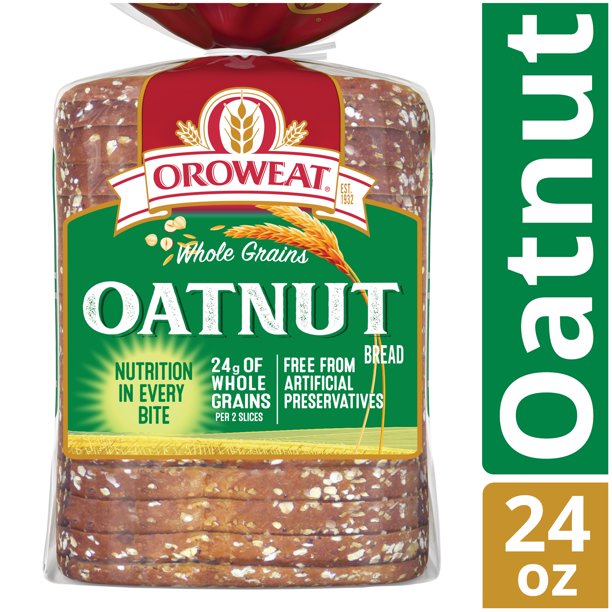 Oroweat Whole Grains Oatnut Bread, Free from Artificial Preservatives, 24 oz