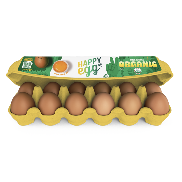 Happy Egg Grade A Organic Free Range Brown Eggs, Large, 12 Ct