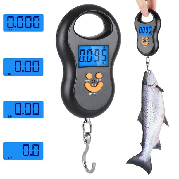 EEEkit Portable Fishing Scale, Backlit LCD Display Hanging Scale, Electronic Balance Digital Fish Hook Hanging Scale - Weight Scale 110 Lb./50 kgs, Fish Scale