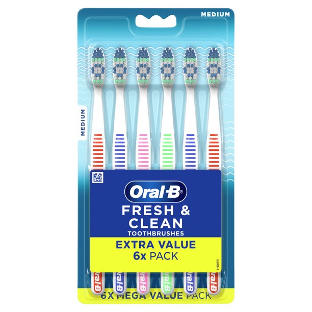 Oral-B Healthy Clean Manual Toothbrush, Medium, Various Colors, 6 Ct