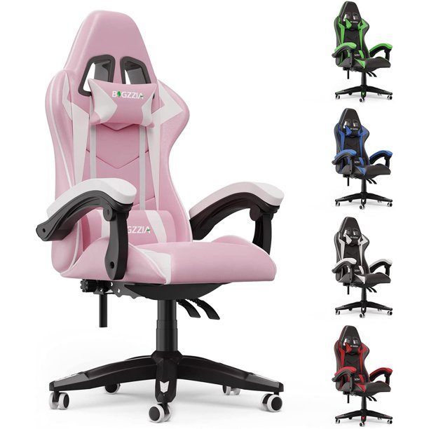 Bigzzia Gaming Chair Office Chair Desk Chair Computer Chair Swivel Chair for Christmas gift Teens Adults Girls(Pink)