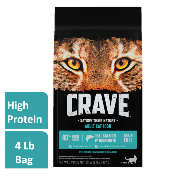 Crave Grain-Free With Protein From Salmon & Ocean Fish Dry Adult Cat Food, 4 lb