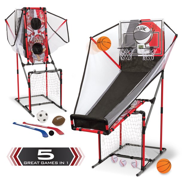 Majik 5-in-1 Sport Center Game System - Basketball, Football, Baseball, Soccer & Hockey- 45.39 in (W) x 65.98 in (H) x 56.42 in (D)