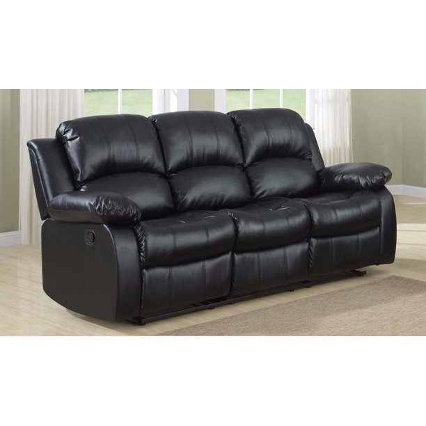 Classic 3 Seat Bonded Leather Double Recliner Sofa
