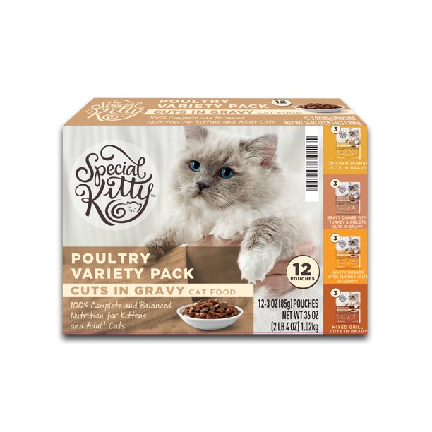 Special Kitty Poultry Cuts in Gravy Wet Cat Food Variety Pack, 3 oz Pouch, 12 Count