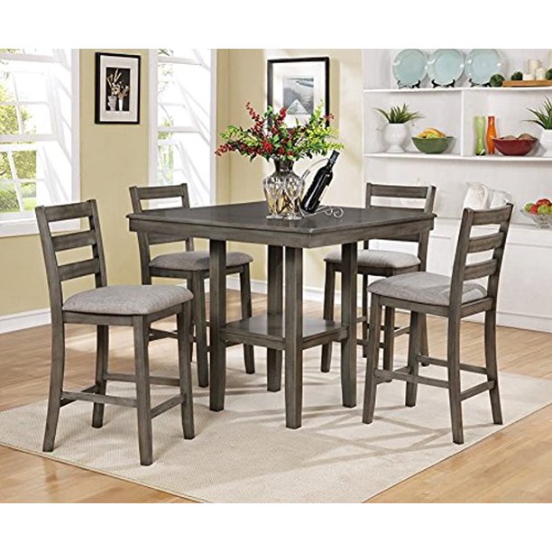 Crown Mark Grey Tahoe 5 Pack Counter Height Dining Set