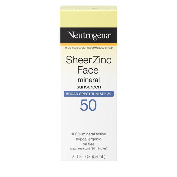 Neutrogena Sheer Zinc Dry-Touch Face Sunscreen with SPF 50, 2 fl. oz