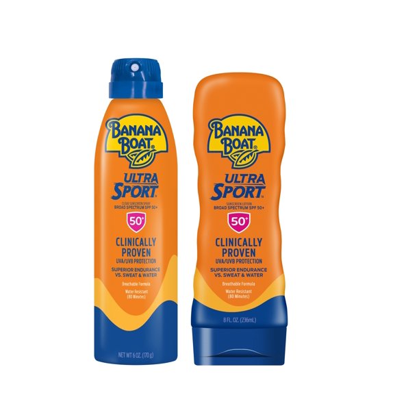 Banana Boat Ultra Sport Lotion and Spray, SPF 50+, Twin-pack